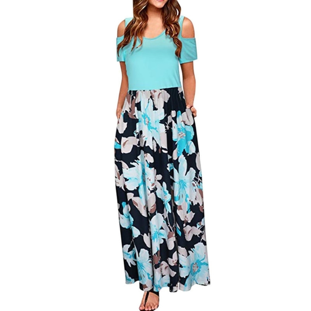 Styleword-BOHO FLORAL PRINT MAXI DRESS - Picture 1 of 5